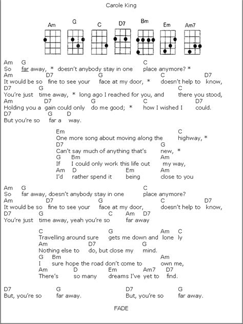 So Far Away | Guitar songs, Lyrics and chords, Ukulele music