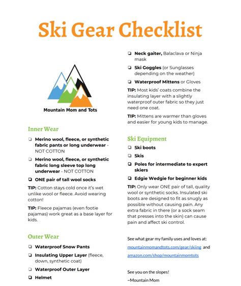 Ski Gear Checklist - Mountain Mom and Tots