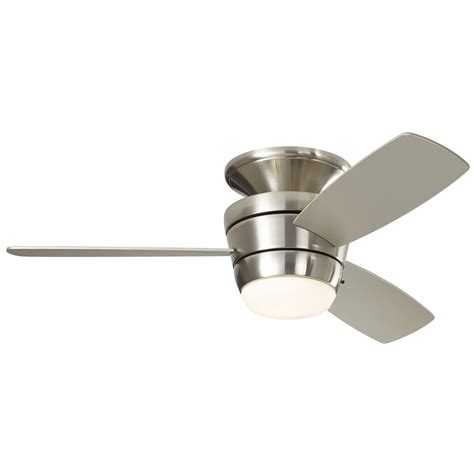 Shop Harbor Breeze Mazon 44-in Brushed Nickel Flush Mount Indoor Ceiling Fan with Light Kit and ...