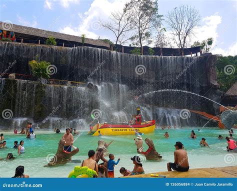 People Enjoying the Aquatic Park or Water Parkin the Hacienda Napoles of Pablo Escobar, with Th ...