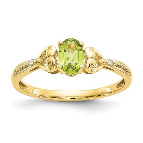 10K Yellow Gold Genuine Peridot Teen Birthstone Ring - The Jewelry Vine