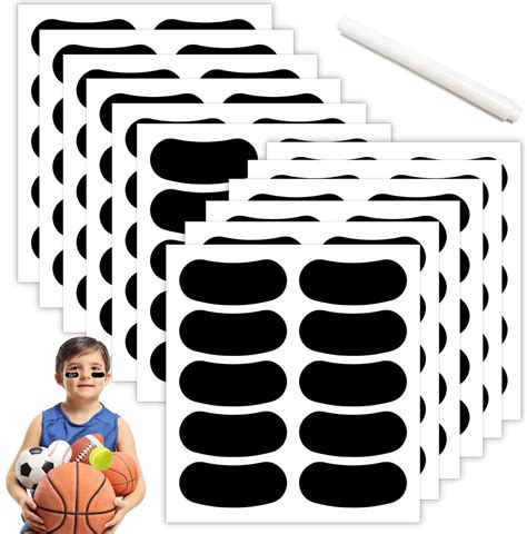 Amazon.com : 60 Pairs Eye Black Stickers for Kids - 1 White Pen Customizable Lettering Baseball ...