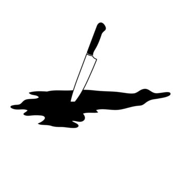 Isolated Vector Design Of A Knife In A Puddle Of Blood On A White Background Vector, Kitchen ...