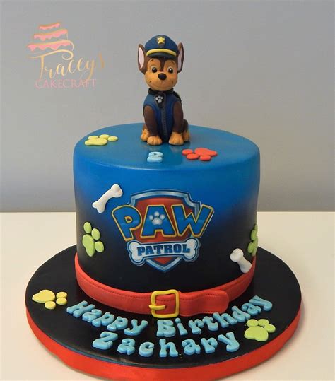 Paw Patrol cake with edible Chase | Paw patrol birthday party cake, Paw ...