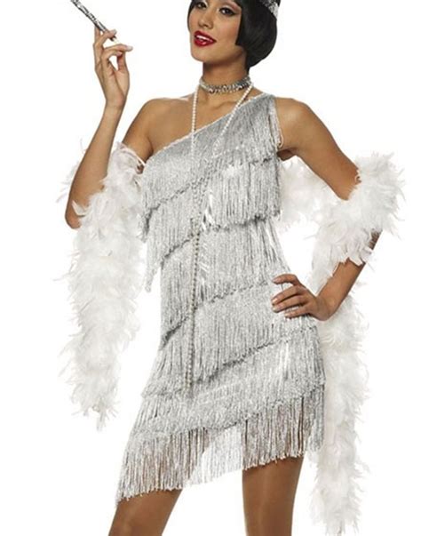 Costume Culture Dazzling Silver Flapper Women's Halloween Fancy-Dress Costume for Adult, L ...