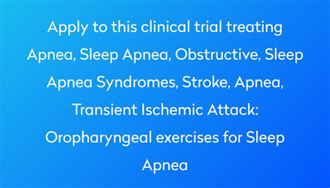 Oropharyngeal exercises for Sleep Apnea Clinical Trial 2023 | Power