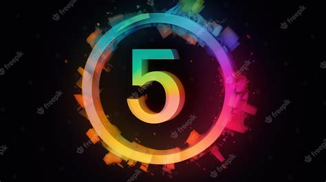 Premium AI Image | A colorful number 5 logo is shown in a black background.