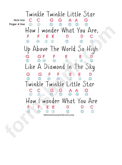 Twinkle Twinkle Little Star Chords Sheet printable pdf download