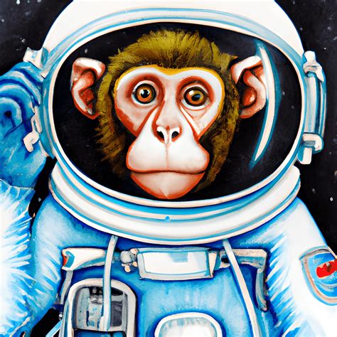 Macaque Monkey in Space Suit · Creative Fabrica