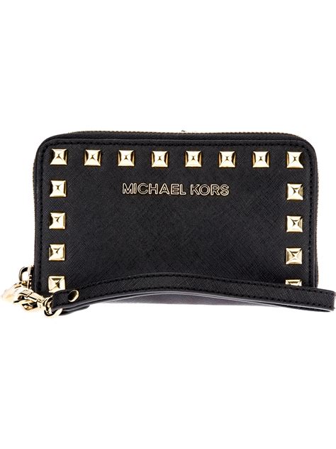 Michael Kors Studded Wristlet Wallet in Black | Lyst