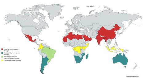 Which country passes through three circles of latitudes (Equator, Capricorn, and Cancer ...