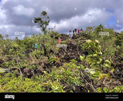 Arenal Volcano National Park, Costa Rica - People hike on Arenal volcano in the area of the 1968 ...