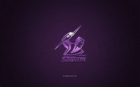 Melbourne Storm, Australian rugby club, NRL, purple logo, purple carbon fiber background ...