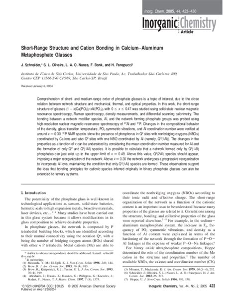 (PDF) Short-Range Structure and Cation Bonding in Calcium−Aluminum ...