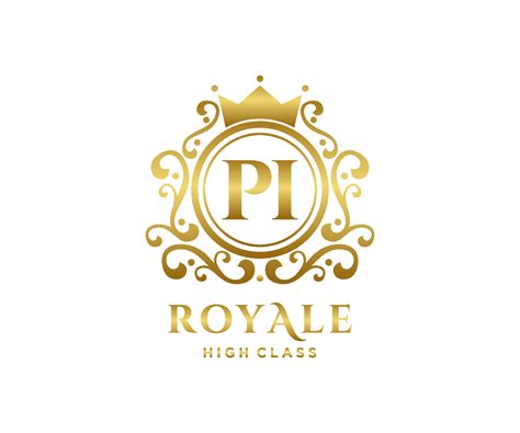 Golden Letter PI template logo Luxury gold letter with crown. Monogram ...