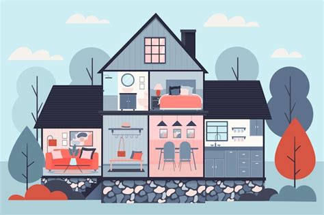 Free Vector | House in cross-section concept