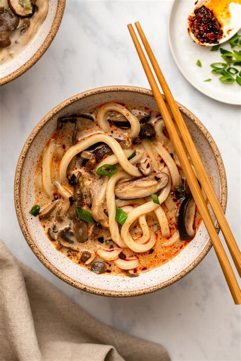 Creamy Mushroom Udon Noodle Soup - From My Bowl