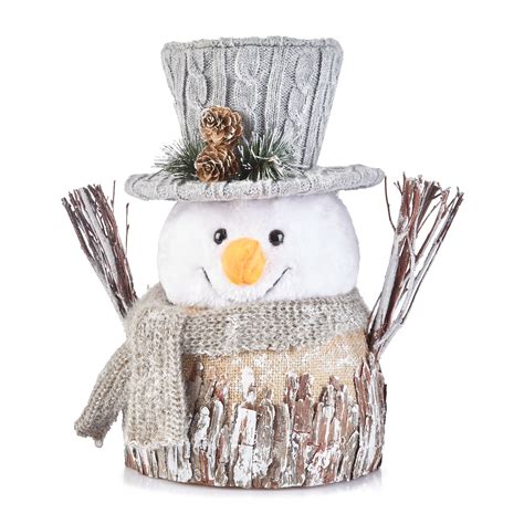 Holiday Time Snowman with Gray Hat Tree Topper, 11.8” - Walmart.com