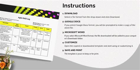 Agile RAID Log Template in Google Docs, Word - Download | Template.net