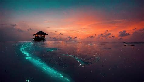 Premium Photo | Night beaches of the maldives an incredibly beautiful beach in the maldives