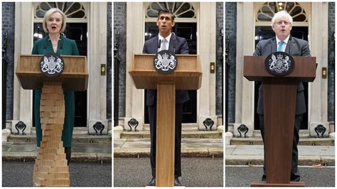 Rishi Sunak swaps Liz Truss' 'Jenga tower' lectern for plainer podium ...