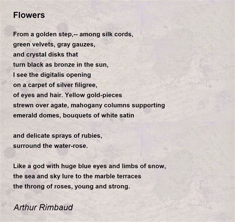 Flowers Poem by Arthur Rimbaud - Poem Hunter