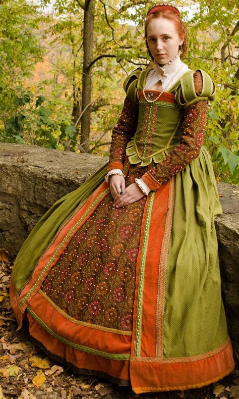 Elizabethan Green and Orange Gown (Stronghold Olde English Faire 2012) (Source Flickr ...