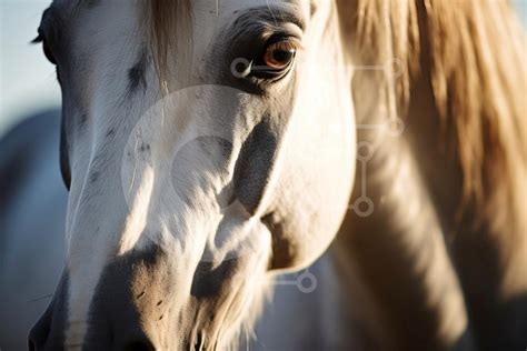 Beautiful Close-up of a White Horse's Face stock photo | Creative Fabrica