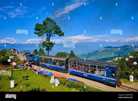 India, West Bengal, Darjeeling, the toy train from Darjeeling Himalayan ...