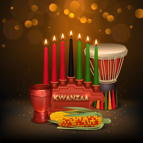 Kwanzaa Kinara Background Colorful Composition Poster 483286 Vector Art ...