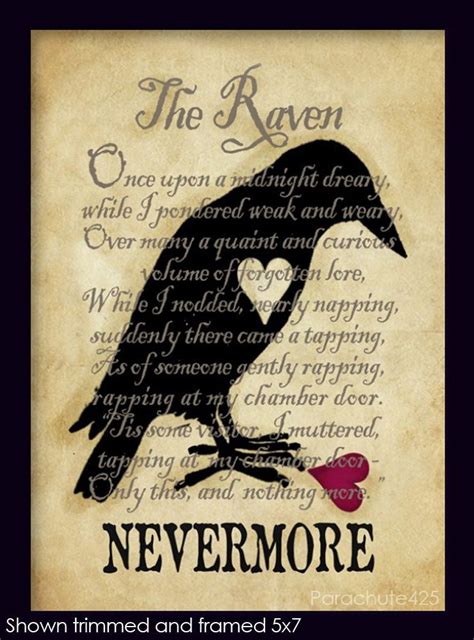 Nevermore, The Raven, 8x10 print, Poe, poetry, literature, goth, macabre decor, Halloween. $12. ...