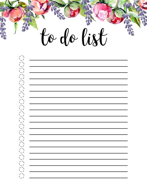 Floral To Do List Printable Template - Paper Trail Design
