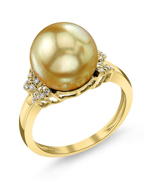 Golden South Sea Pearl & Diamond Nora Ring