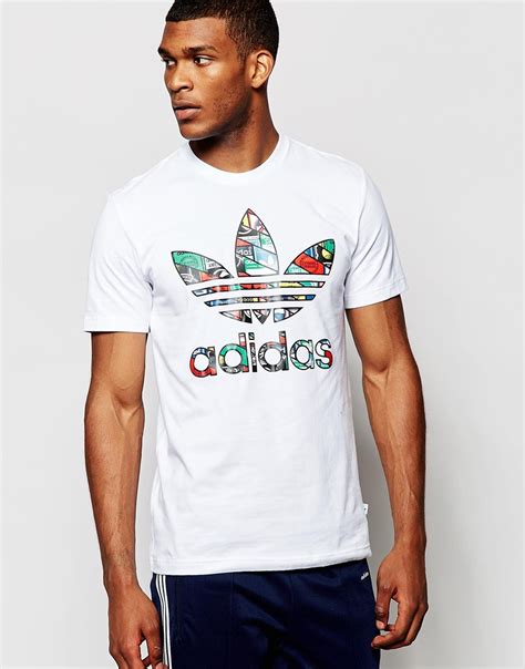 Adidas originals T-shirt With Printed Trefoil Ab9536 in White for Men ...