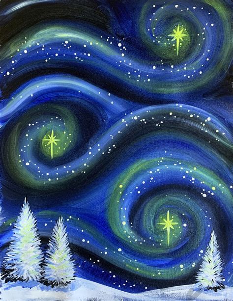 Paint Nite On-Demand: Winter Starry Night with Yulia Art Studio