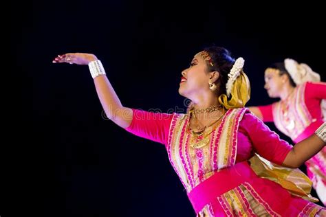 Sattriya Dancers Performing Sattriya Dance on Stage at Konark Temple, Odisha, India.an Assamese ...