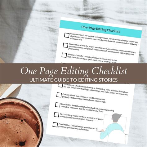 Editing Checklist for Writers and Authors Edit Your Novel or - Etsy