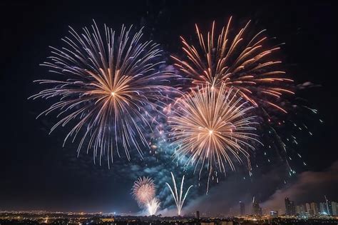 Premium AI Image | Powerful fireworks explosion in night