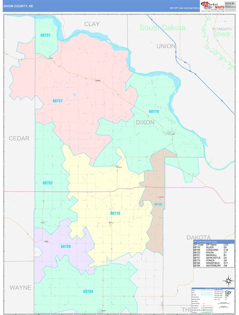 Dixon County, NE Wall Map Color Cast Style by MarketMAPS - MapSales