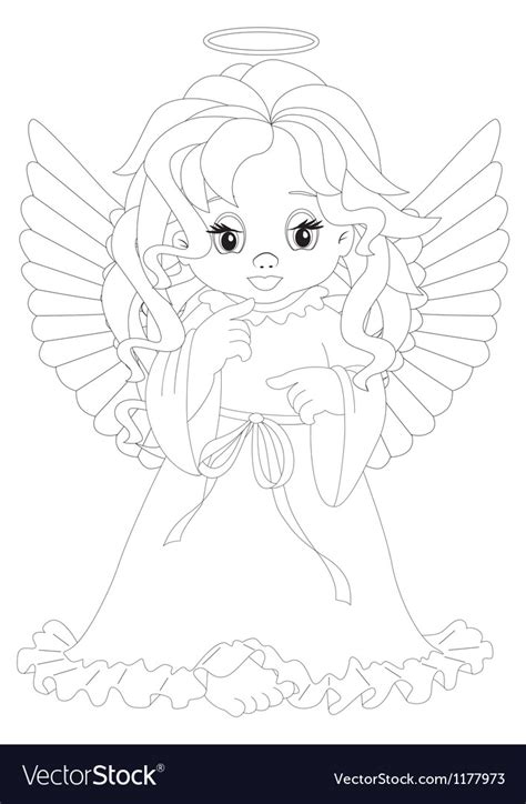 Little angel coloring page Royalty Free Vector Image