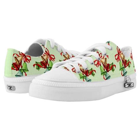 Retro Vintage Christmas Bells Zipz Low Top Shoes #christmas # ...