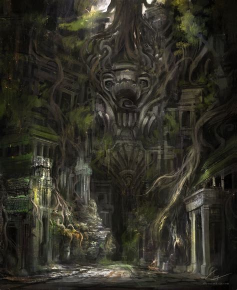 Temple Interior, Lisa Nguyen | Inca art, Fantasy landscape, Jungle temple