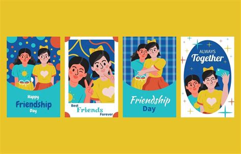 Happy Friendship Day Card Template Set 2869941 Vector Art at Vecteezy