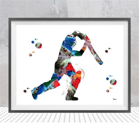 Cricket Player Watercolor Print Cricket Sport Art Print - Etsy