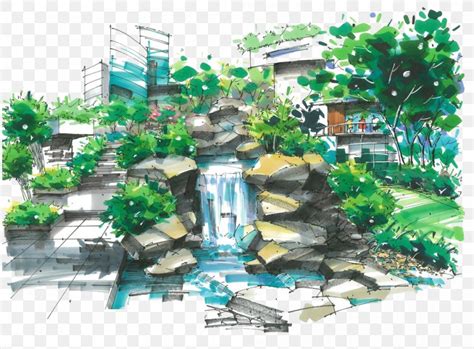 Marker Pen Landscape Architecture Garden, PNG, 1000x737px, Marker Pen, Architectural Engineering ...