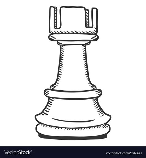 Single sketch - chess rook figure Royalty Free Vector Image