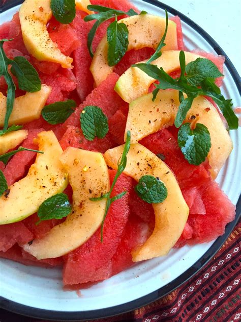 Watermelon Cantaloupe Salad Recipe for Summer | Saffron Trail