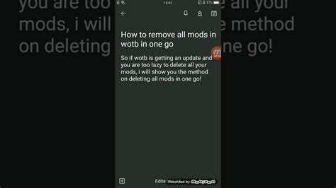 HOW TO REMOVE ALL WOTB MODS IN ONE GO! - YouTube