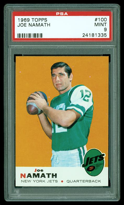 Lot Detail - 1969 Topps Joe Namath #100 PSA 9 Mint – New York Jets – Only 2 Higher