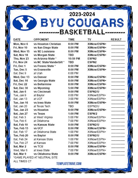 Byu Basketball Game Schedule - Lira Valina